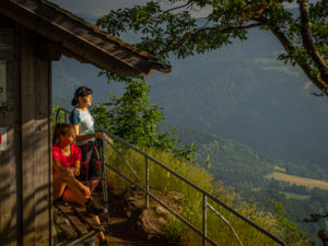 Hiking on the second valley trail, rest at the Thomashütte, Kandel Hiking on the second valley trail, rest at the Thomashütte, Kandel
